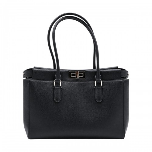 BLACK LEATHER PEEKABOO TOTE...