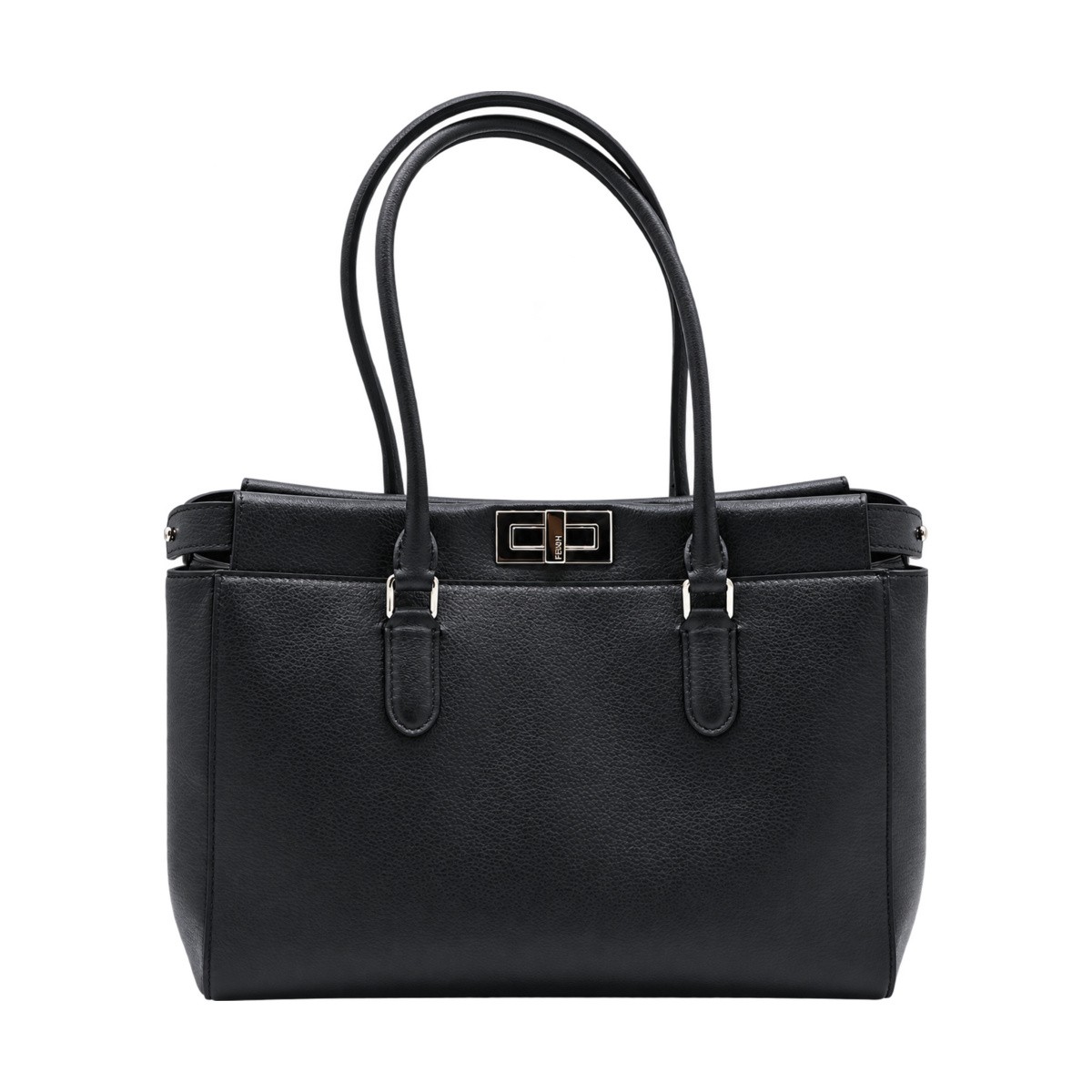 BLACK LEATHER PEEKABOO TOTE SMALL BAG