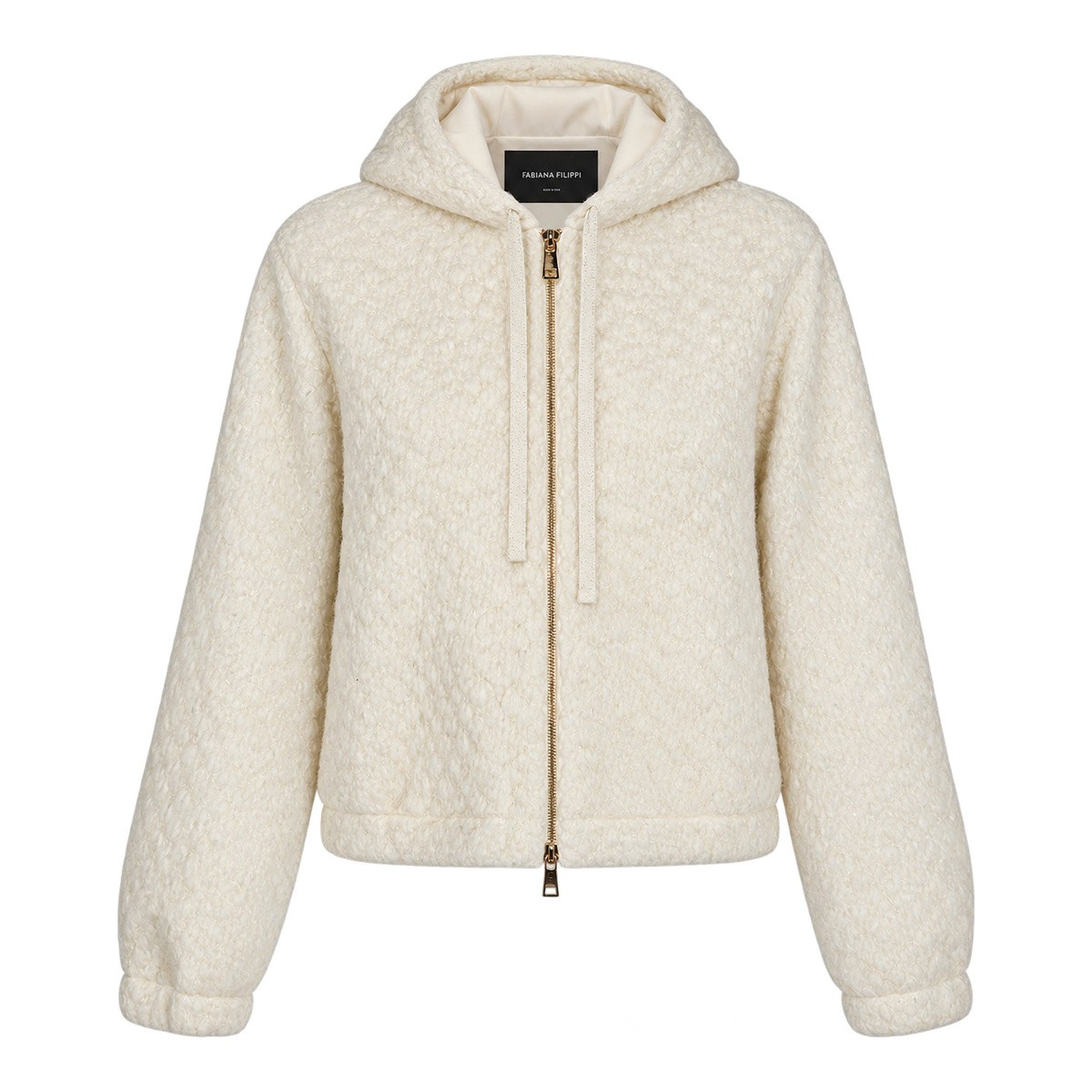 IVORY WOOL BLEND BOUCLE JACKET