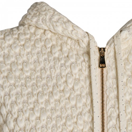 IVORY WOOL BLEND BOUCLE JACKET