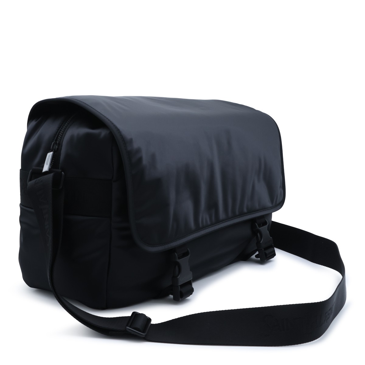 BLACK NYLON MESSENGER BAG