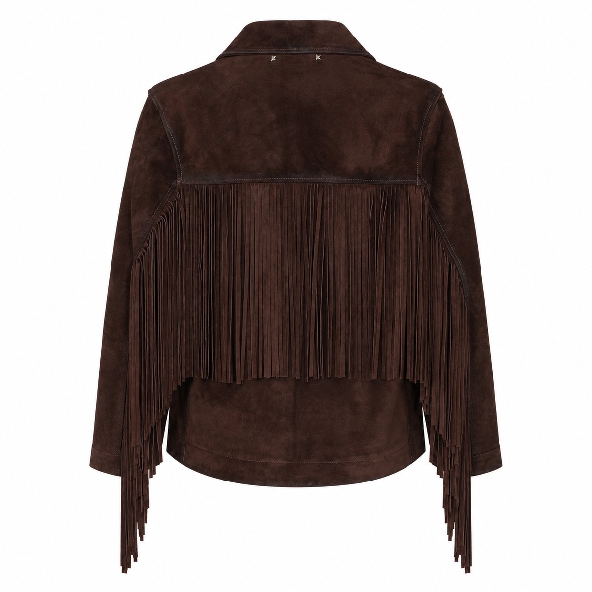 DARK BROWN LEATHER FRINGED JACKET
