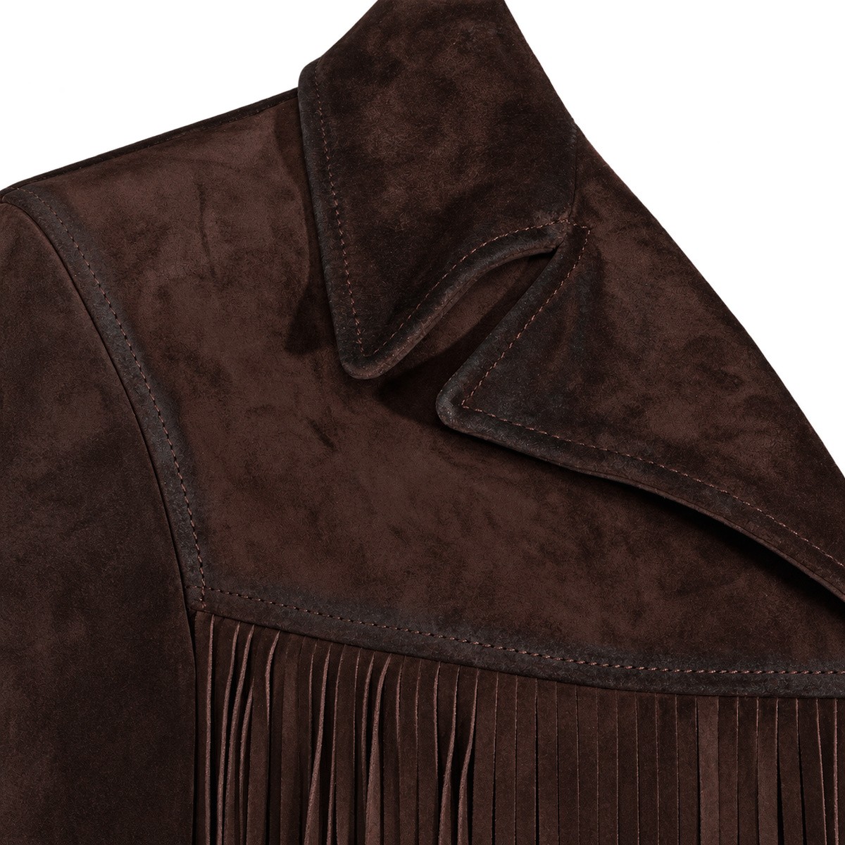 DARK BROWN LEATHER FRINGED JACKET