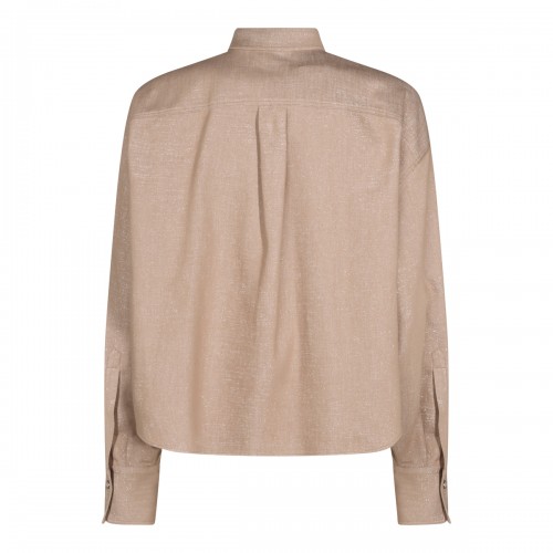 BEIGE COTTON BLEND DENIM SHIRT 2
