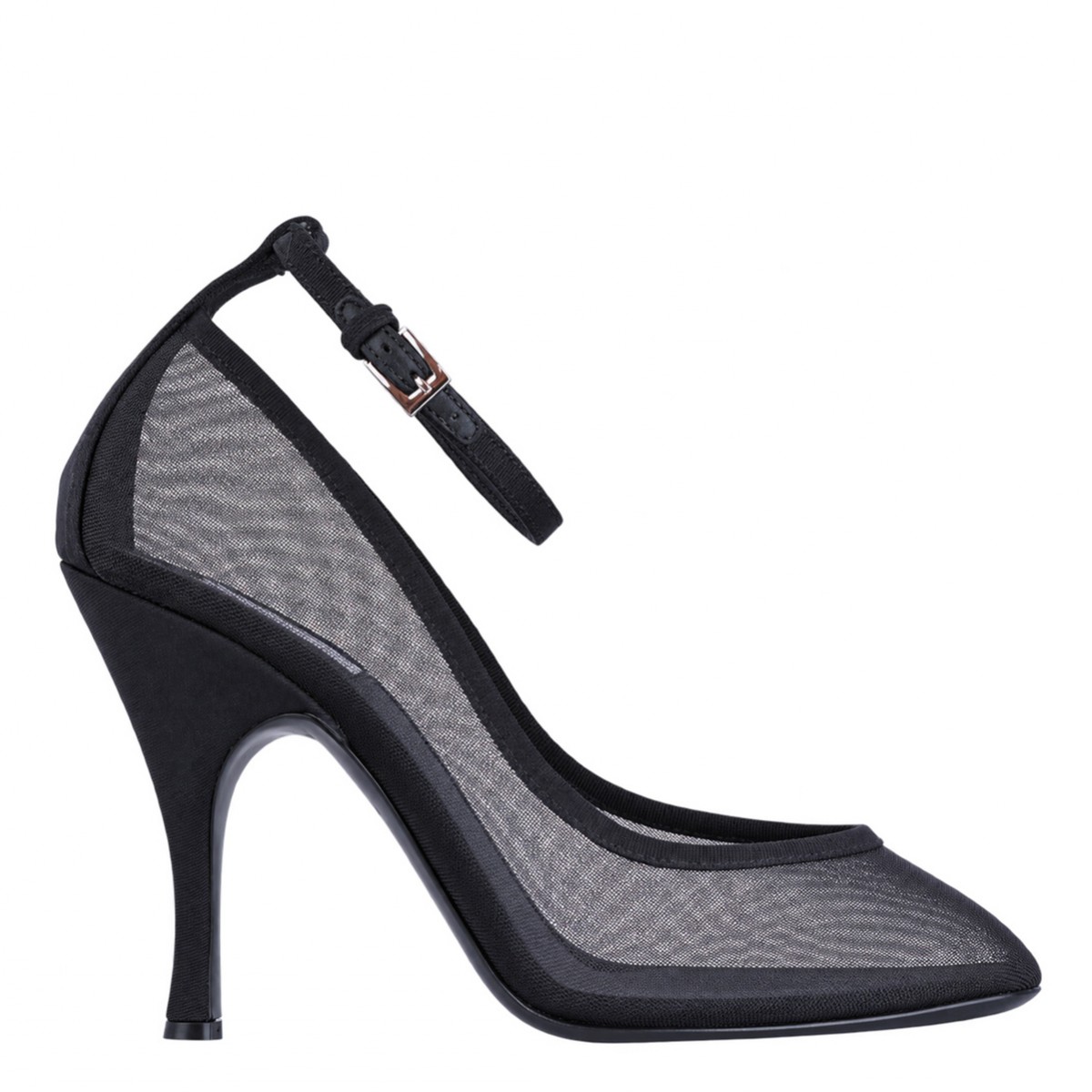BLACK MESH NUDE 100MM PUMPS
