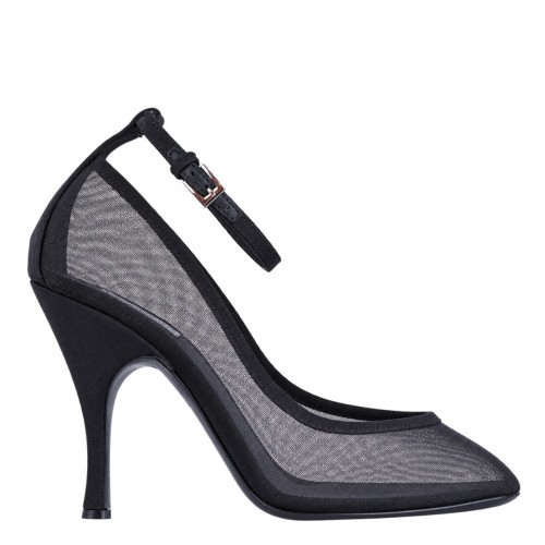 BLACK MESH NUDE 100MM PUMPS