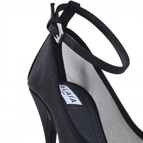 BLACK MESH NUDE 100MM PUMPS