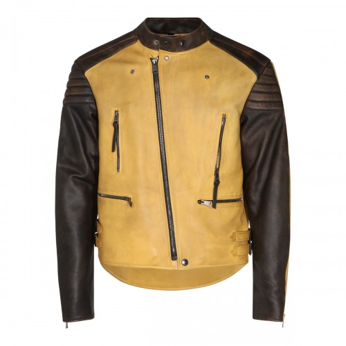 BROWN AND YELLOW LEATHER...