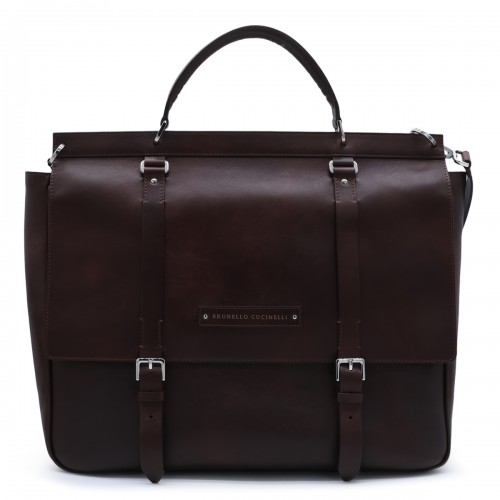 BROWN LEATHER TRAVEL BAG