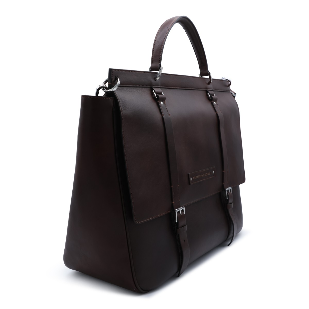 BROWN LEATHER TRAVEL BAG