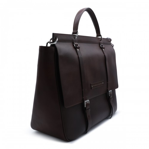 BROWN LEATHER TRAVEL BAG