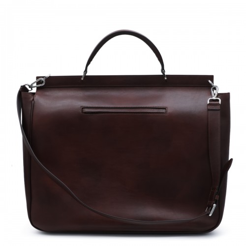 BROWN LEATHER TRAVEL BAG
