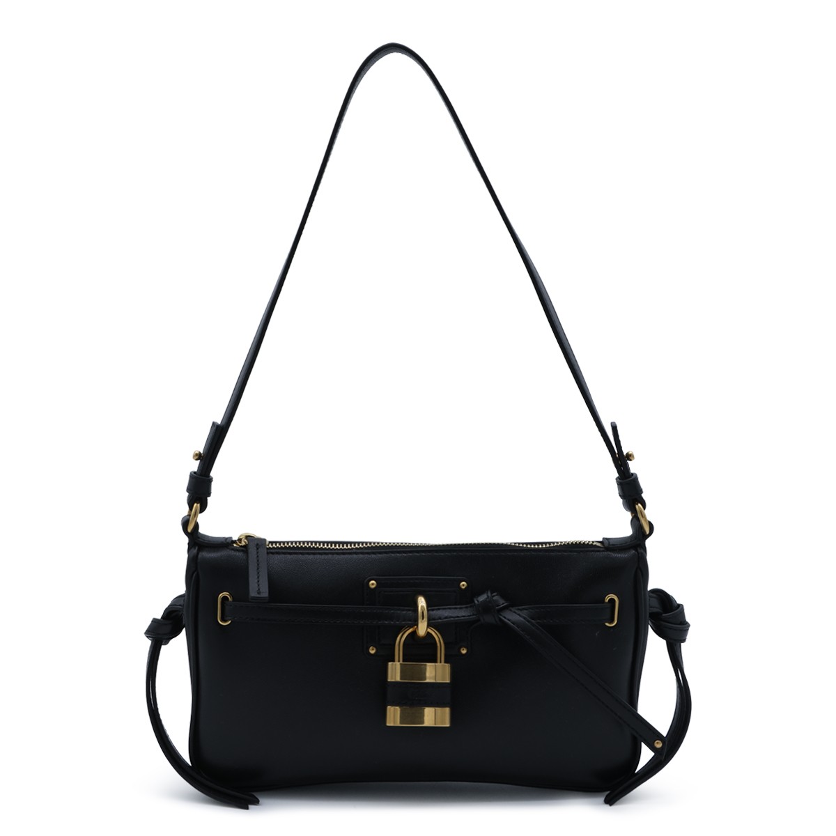 BLACK LEATHER MINI PADDINGTON SLING BAG