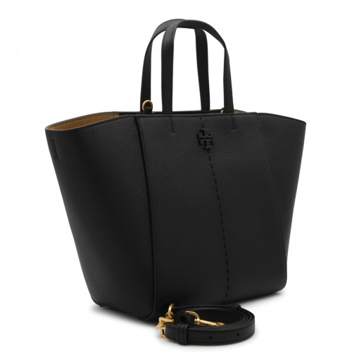BLACK LEATHER MCGRAW CARRYALL TOP HANDLE BAG 