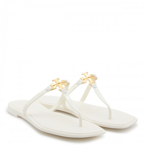 IVORY AND GOLD RUBBER ROXANNE JELLY FLATS 
