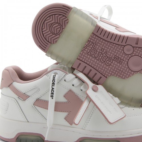 WHITE AND PINK LEATHER OUT OF OFFICE SNEAKERS