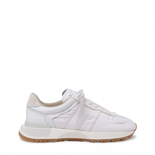 WHITE LEATHER AND CANVAS SNEAKERS 