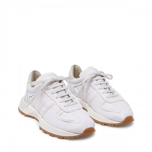 WHITE LEATHER AND CANVAS SNEAKERS 