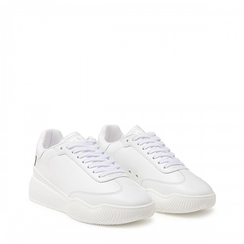 WHITE FAUX LEATHER LOOP SNEAKERS