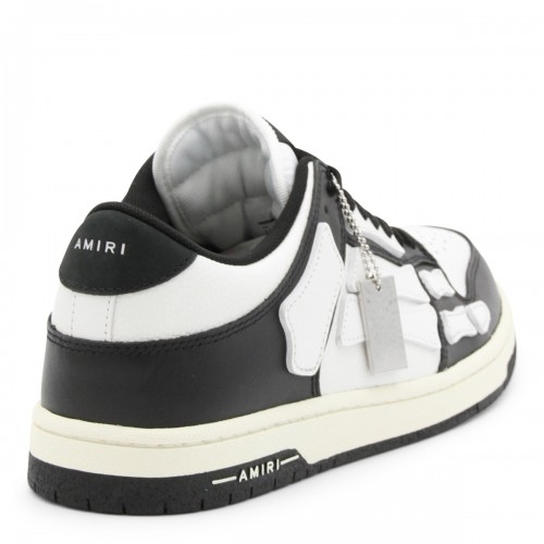 BLACK AND WHITE LEATHER SKEL SNEAKERS