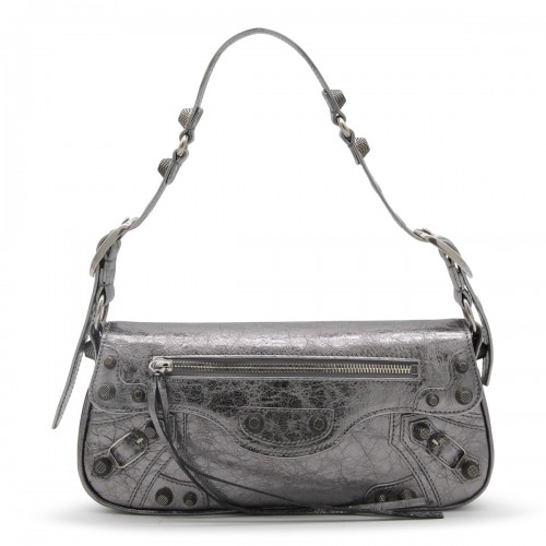 SILVER METAL LEATHER LE CAGOLE SMALL CROSSBODY BAG