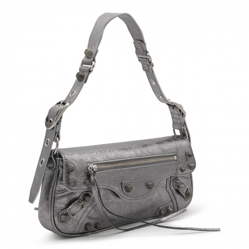 SILVER METAL LEATHER LE CAGOLE SMALL CROSSBODY BAG