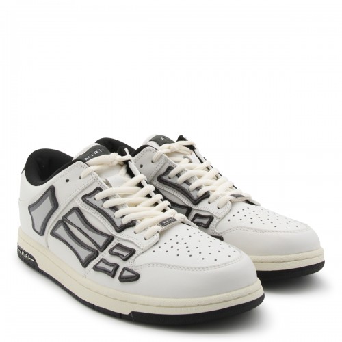 WHITE AND BLACK LEATHER SKEL SNEAKERS