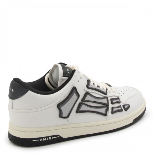 WHITE AND BLACK LEATHER SKEL SNEAKERS