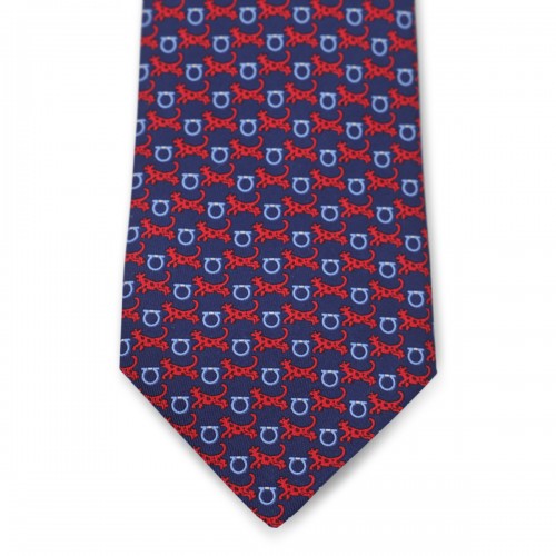 NAVY AND RED SILK TIE
