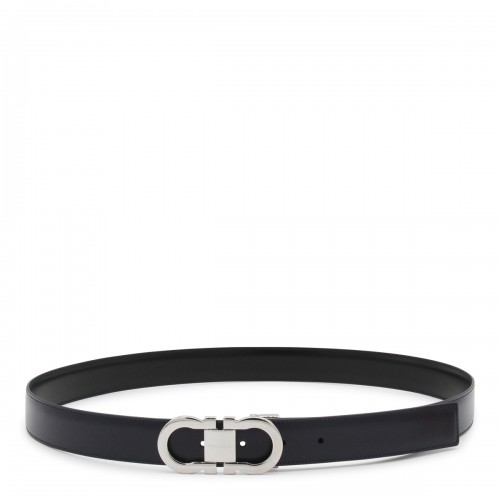 MIDNIGHT AND BLACK LEATHER REVERSIBLE GANCINI BELT