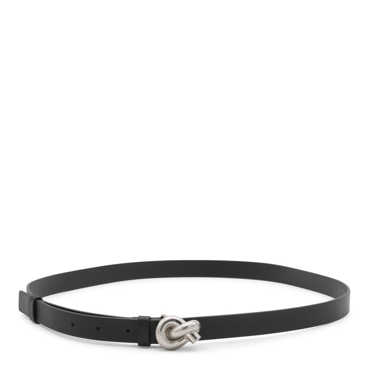 BLACK AND SILVER LEATHER KNOT BELT