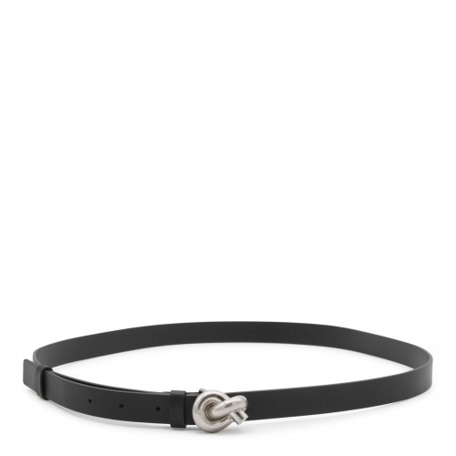 BLACK AND SILVER LEATHER KNOT BELT