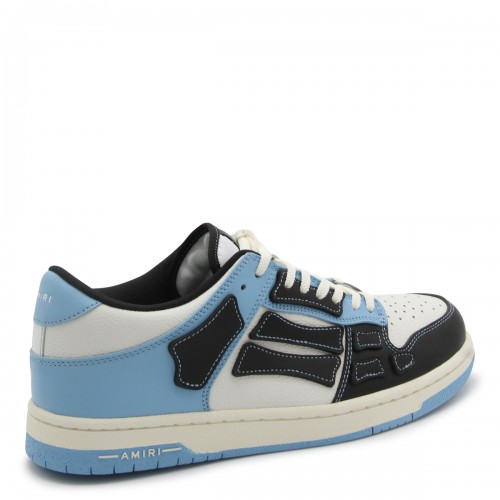 BLACK, WHITE AND LIGHT BLUE LEATHER SNEAKERS