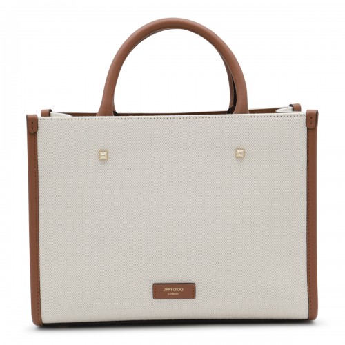 NATURAL CANVAS AND LEATHER AVENUE SMALL TOTE BAG 
