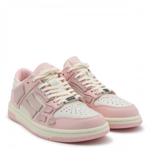 PINK AND WHITE LEATHER CHUNKY SKEL SNEAKERS
