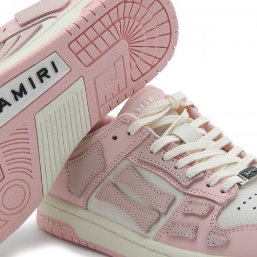PINK AND WHITE LEATHER CHUNKY SKEL SNEAKERS