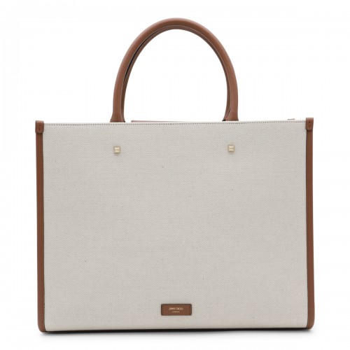 NATURAL CANVAS AND LEATHER AVENUE TOTE BAG