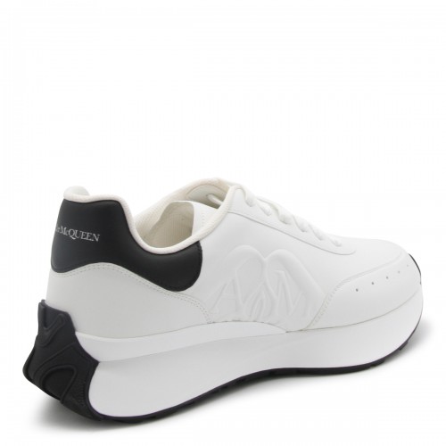 WHITE AND BLACK LEATHER SPRINT SNEAKERS