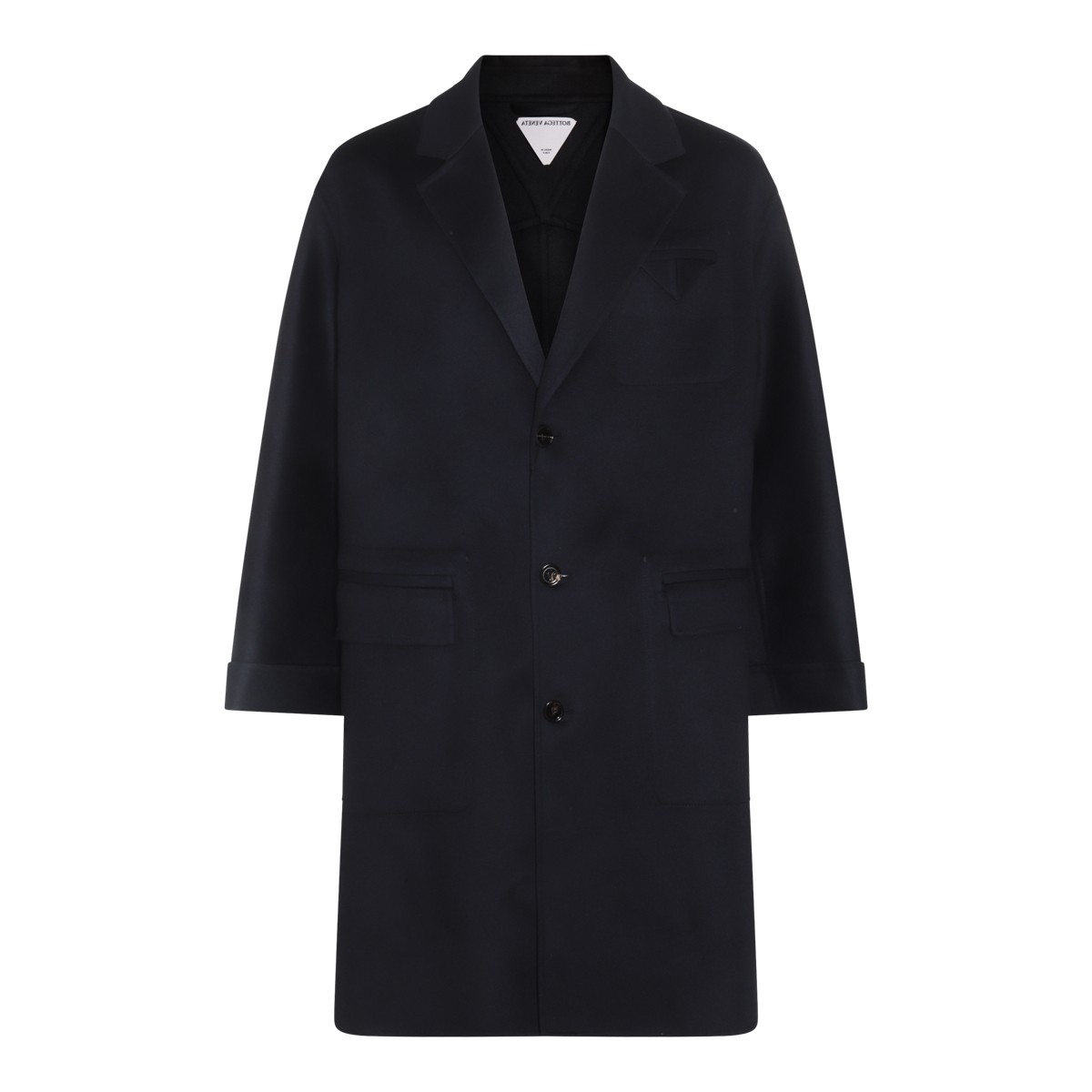 NAVY WOOL AND CASHMERE COAT