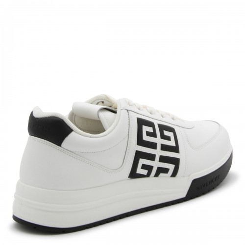 WHITE AND BLACK LEATHER 4G SNEAKERS