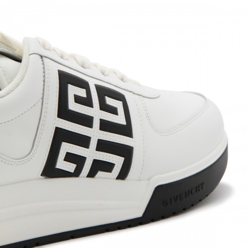 WHITE AND BLACK LEATHER 4G SNEAKERS