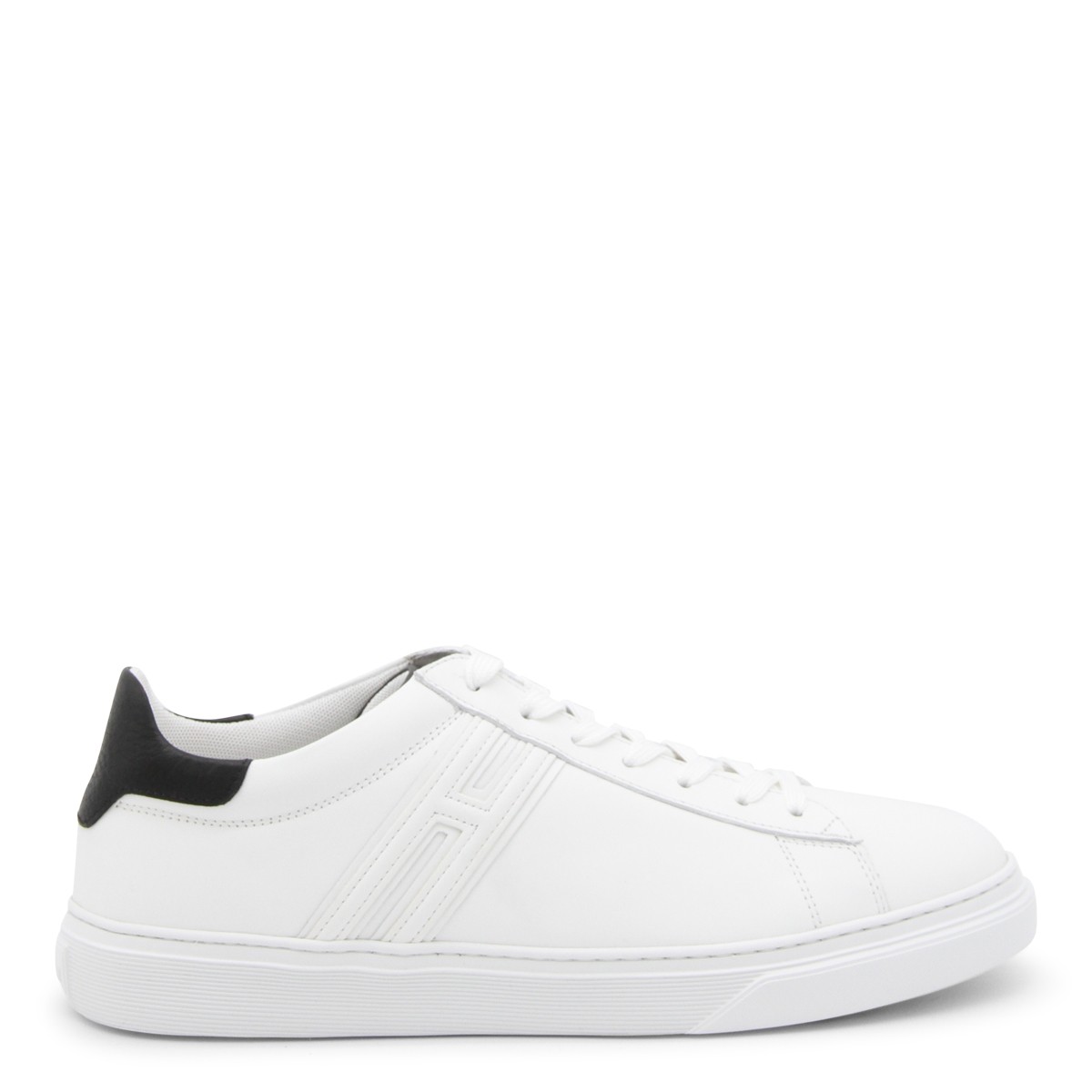 WHITE AND BLACK LEATHER H365 SNEAKERS