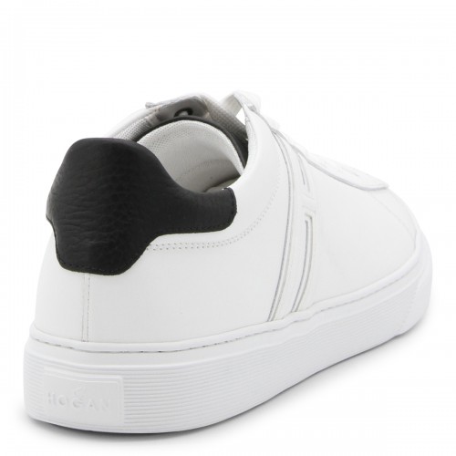 WHITE AND BLACK LEATHER H365 SNEAKERS