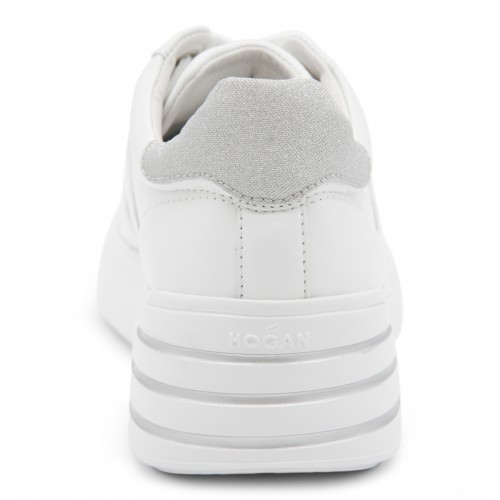 WHITE AND GREY LEATHER REBEL SNEAKERS