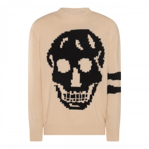 BEIGE AND BLACK WOOL JUMPER