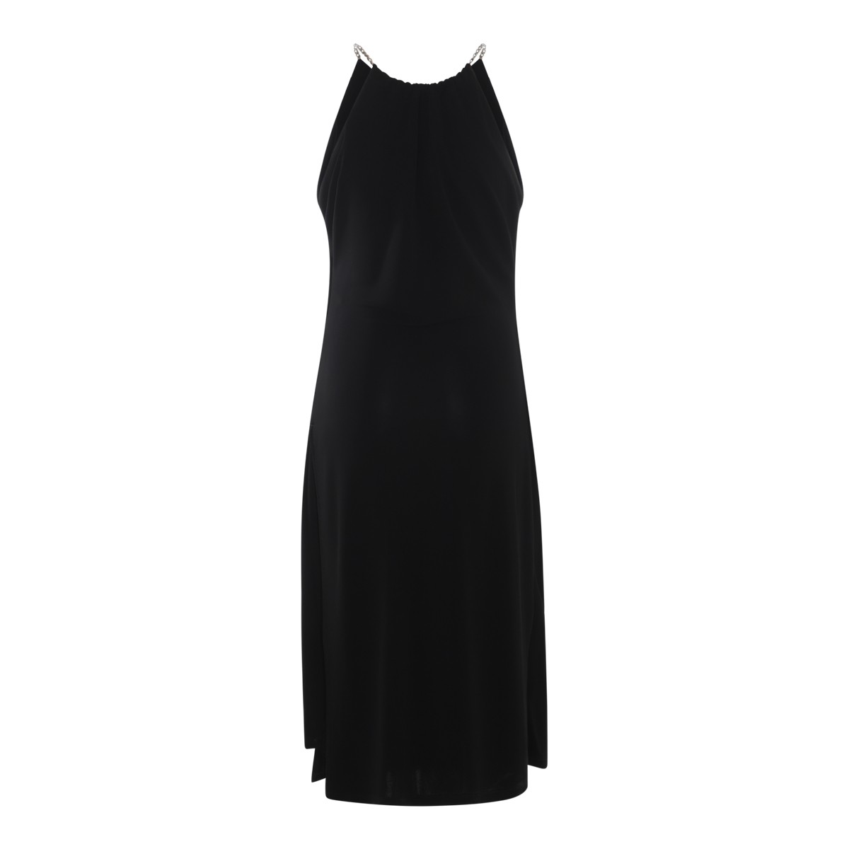 BLACK VISCOSE SLEEVELESS DRESS 