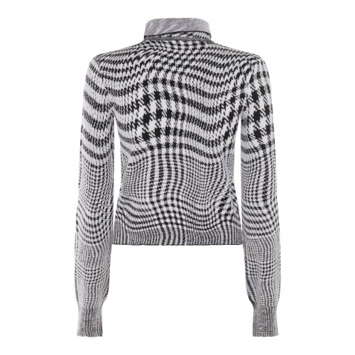 BLACK AND WHITE WOOL BLEND PIED-DE-POULE SWEATER