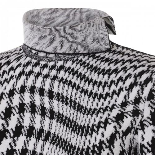 BLACK AND WHITE WOOL BLEND PIED-DE-POULE SWEATER