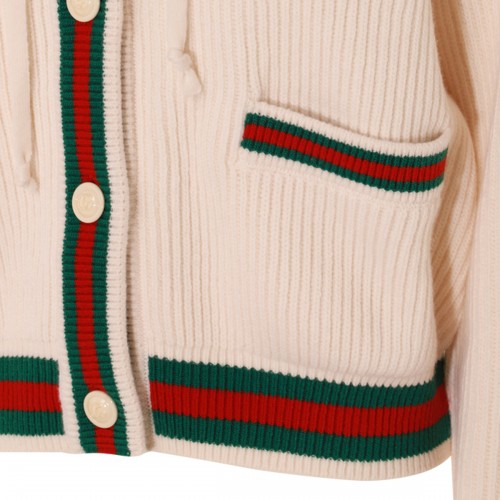 IVORY, GREEN AND RED WOOL CARDIGAN