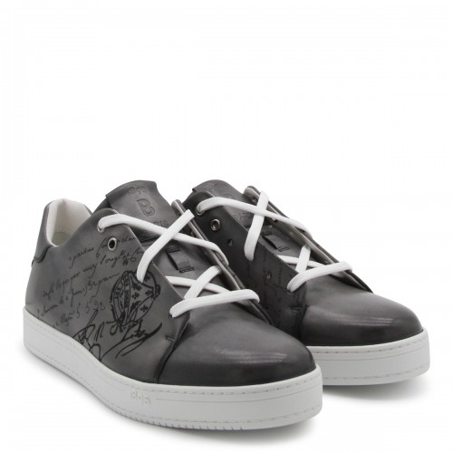 GREY, BLACK AND WHITE LEATHER SNEAKERS